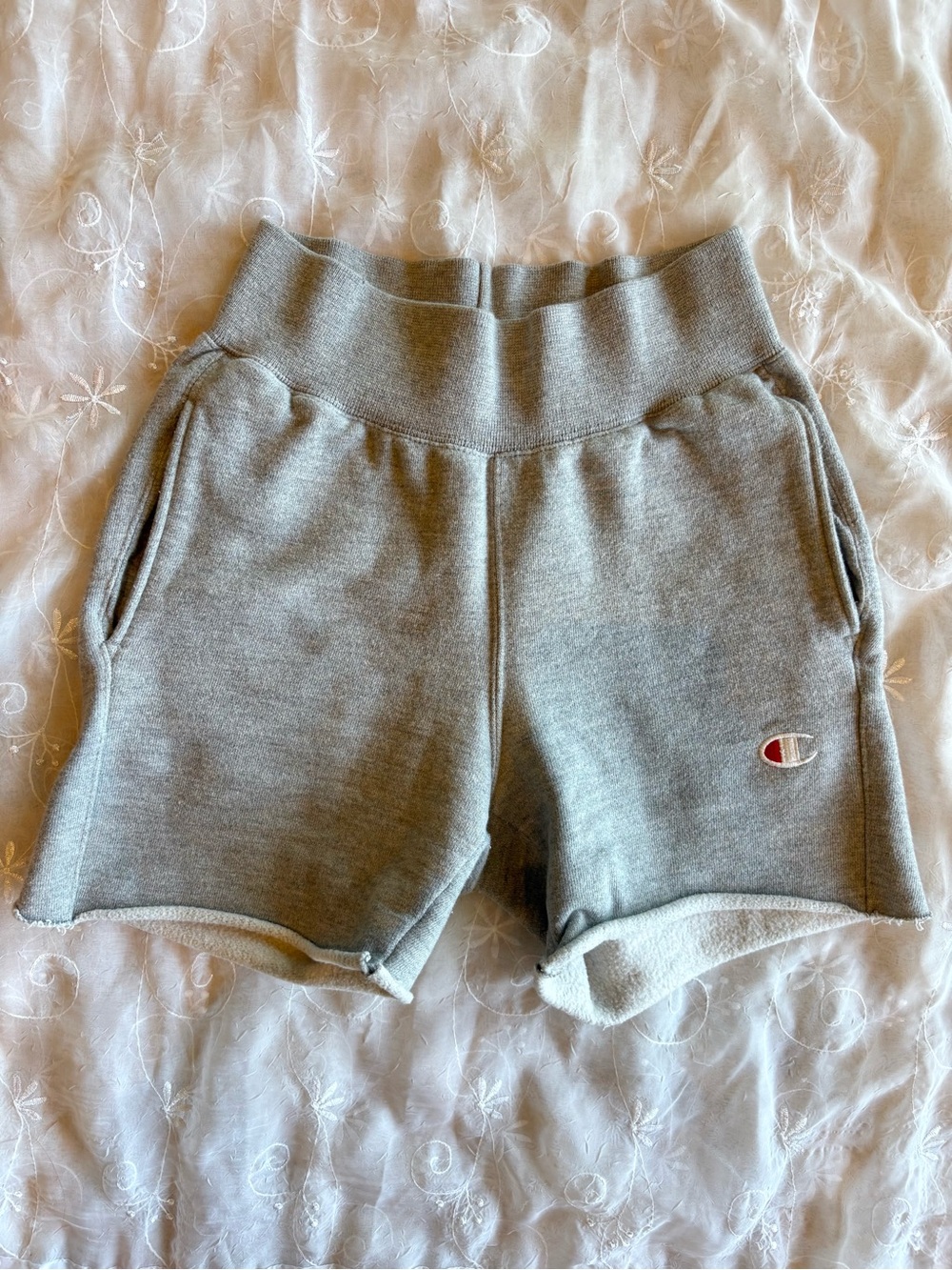 Champion Women's Heather Gray High-Waist Terry Lounge Cutoff Shorts